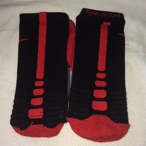 Red and black Nike Hyper Elite socks